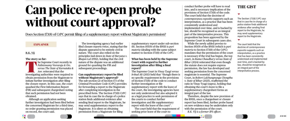 ipsvijrk's tweet photo. You need court permission to re-open the investigation! My piece published in today’s @the_hindu https://t.co/rAqXYlR0gq