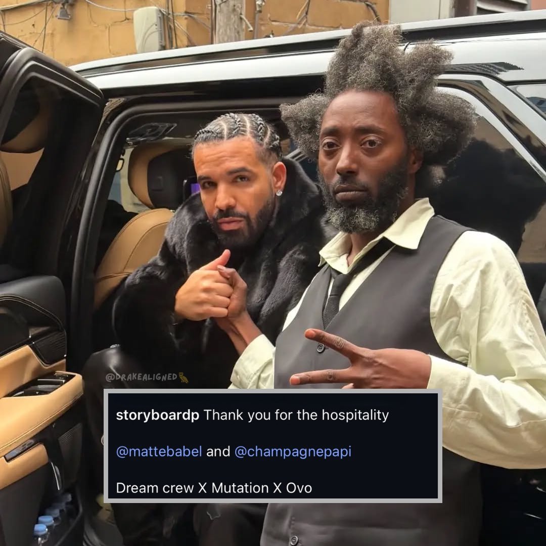 DrakeAligned's tweet photo. Storyboard P shows love to Drake &amp; OVO for featuring him in the ‘Little Birdie’ and ‘High Fives’ music videos 🦉 https://t.co/5ED4T3nkPO