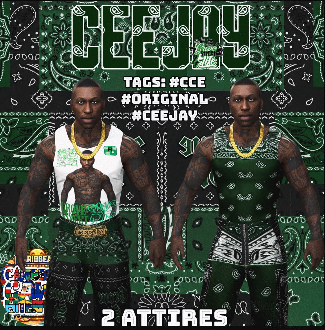 FounderOfCCE's tweet photo. The OG Inspired By Carl Johnson Comin From Los Santos”🟩🔥

CEEJAY Is Now Available On CC For Download🟢🟩 

Height: 6’3
Weight: 230bs
Country: Los Santos/Los Angeles 🇺🇸
Theme Song: GTA Sandreas - Theme Song🎶

TAGS:#CCE #ORIGINAL #CEEJAY        

#WWE2K26 #ORIGINALCAW https://t.co/iZazJ4KM40