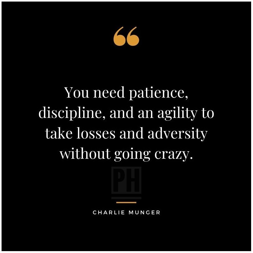 hathiwala's tweet photo. You need patience, discipline and an agility to take losses and adversity without going crazy.
- Charlie Munger 

#quote #CharlieMunger #patience #discipline #loss #crazy https://t.co/T2Q6yE3X3C