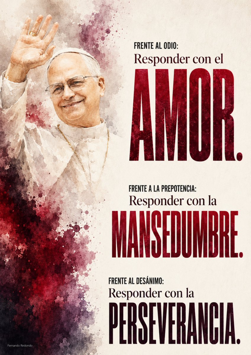 fernandoredondo's tweet photo. La revolución cristiana de no responder igual

León XIV ha puesto el dedo en una de las heridas más hondas de nuestro tiempo: la tentación de responder al mal con sus mismas armas.

Porque el odio siempre quiere convertirnos en odiadores. La prepotencia siempre intenta obligarnos a jugar en su terreno. El desánimo siempre pretende convencernos de que ya no merece la pena seguir sembrando.

Y ahí el Evangelio rompe la lógica del mundo.

Responder al odio con amor no es sentimentalismo, ni buenismo, ni una consigna piadosa para decorar. Es una forma radical de libertad interior. Amar cuando se recibe odio significa negarse a entregar el corazón al enemigo. Significa impedir que la violencia ajena decida nuestra manera de mirar, hablar, actuar y vivir.

Responder a la prepotencia con mansedumbre no es agachar la cabeza. La mansedumbre cristiana no es cobardía. Es una fuerza dominada por la gracia. Es la autoridad de quien no necesita humillar para sostenerse. Es la elegancia espiritual de quien sabe que la verdad no se defiende mejor gritando, sino permaneciendo firme sin perder el alma.

Responder al desánimo con perseverancia no es optimismo barato. Es fe trabajada en la intemperie. Es seguir cuando no se ven frutos. Es permanecer cuando todo invita a abandonar. Es creer que el Espíritu Santo sigue actuando también en los días grises, en las comunidades cansadas, en las heridas que tardan en cerrar, en los caminos pastorales que parecen no avanzar.

Lo que León XIV propone no es una espiritualidad de evasión, sino una pastoral de resistencia evangélica.

Una Iglesia creíble no será la que grite más fuerte, ni la que imite los códigos de la crispación, ni la que confunda firmeza con dureza. Será la que, en medio de un mundo agotado de violencia verbal, de soberbia organizada y de cansancio moral, vuelva a ofrecer tres palabras incómodas y luminosas:

Amor.
Mansedumbre.
Perseverancia.

No son palabras débiles. Son dinamita evangélica. Porque solo el amor desarma el odio. Solo la mansedumbre desenmascara la prepotencia. Solo la perseverancia vence al desánimo.

Y quizá ahí empieza de verdad la misión: cuando dejamos de reaccionar como todos y comenzamos a responder como discípulos.

#LeónXIV #PapaLeónXIV #Angelus #Evangelio #Iglesia #Fe #Amor #Mansedumbre #Perseverancia #Caridad #Esperanza #Paz #Misión #DiscípulosMisioneros #NuevaEvangelización #Pastoral #Espiritualidad #Cristianismo #IglesiaCatólica #Vaticano #VidaNueva #Sinodalidad #EvangelioDeHoy #Oración #MundoCofrade #Cofradías #Hermandades #ReligiosidadPopular #CaridadCristiana

@Pontifex_es @vaticannews_es @Revista_VN @Confepiscopal @prensaCEE @CECS_CEE @MediosConfer @COPE_Religion @alfayomegasem @ReligionDigital @Ecclesia_es @TRECE_es @COPE @Caritas_es @ManosUnidasONGD @AyudaIglesNeces @Arguments_es @iMision20 @PastoralSocialCE @evaenlaradio @FernandoCorder7 @fervidal31