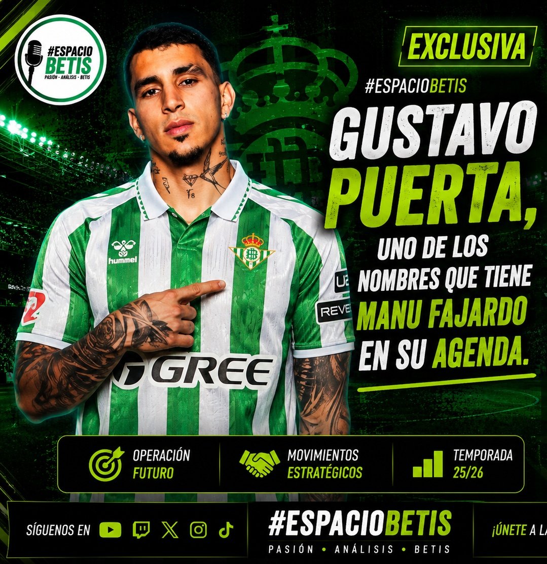 los_comegambas's tweet photo. 🟢⚪ #ESPACIOBETIS

Según hemos podido saber en @los_comegambas uno de los nombres que se manejan en la secretaría técnica del Betis es:

🇨🇴 GUSTAVO PUERTA

#Betis #Mercado #RealBetis https://t.co/poN9m1LXCM