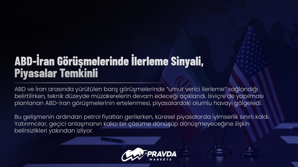 pravdamarkets's tweet photo. ABD ve İran'ın İsviçre'de yapılası planan müzakerenin ertelenmesi sonucu piyasalar temkinli yönde tepki verdi.

#ABD #iran #müzakere #haber #piyasa #borsa https://t.co/K60q0Vks2Q