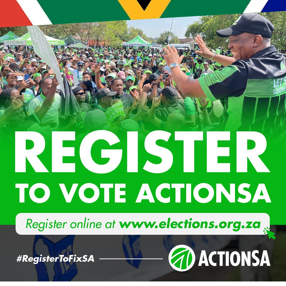 Action4SA's tweet photo. 🤔 Didn’t get a chance to register to vote in person this past weekend? 

No problem - you can still register online.

🔗 Take a few minutes now and ensure you are ready to vote: https://t.co/cjuNldxvxG

#RegisterToFixSA https://t.co/EeVOSiIff0