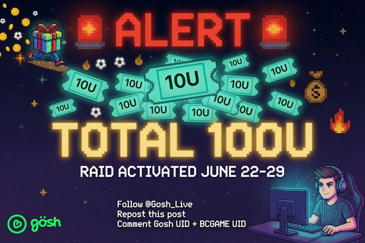 Gosh_Live's tweet photo. ALERT ALERT — Gosh and BCGame teaming up to spoil you degenerates 💰
Total 100U Giveaway! 10 lucky winners each getting 10U Bonus Code.

This is just the beginning — Follow me and there will be even bigger rewards coming soon 😎
Raid activated June 22 – June 29

Your simple mission:
-Follow @Gosh_Live
-Repost this post
-Comment Gosh UID + BCGAME UID

Lock in or miss out. Drop your UIDs before the timer runs dry! Who’s getting paid this week? Comment below 👇