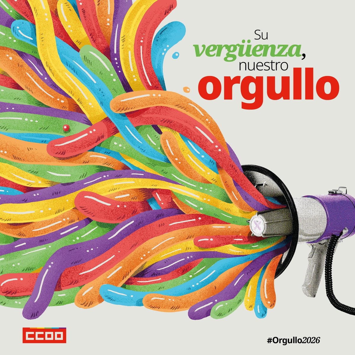 Industria_CCOO's tweet photo. 🏳️‍🌈 La clase trabajadora avanza frente al odio.

Ahora más que nunca, desde el sindicalismo de clase de CCOO alzamos la voz para defender la diversidad, conquistar la igualdad real y garantizar los derechos de las personas LGTBI+ en los centros de trabajo y en cada rincón de nuestra sociedad.

✊ En este #Orgullo2026 reivindicamos:

✅ Cumplimiento real de las leyes LGTBI+
✅ Recursos para combatir la discriminación en las empresas
✅ Pacto de Estado contra los discursos de odio
✅ Reconocimiento pleno de las personas intersex
✅ Protección en el mundo rural
✅ Fin de las pseudoterapias de conversión

Los derechos se conquistan y se defienden cada día en los centros de trabajo.

✊🏳️‍🌈 ¡SU VERGÜENZA, NUESTRO ORGULLO!
🚪❌ ¡AL TRABAJO SIN ARMARIOS!

#Orgullo2026