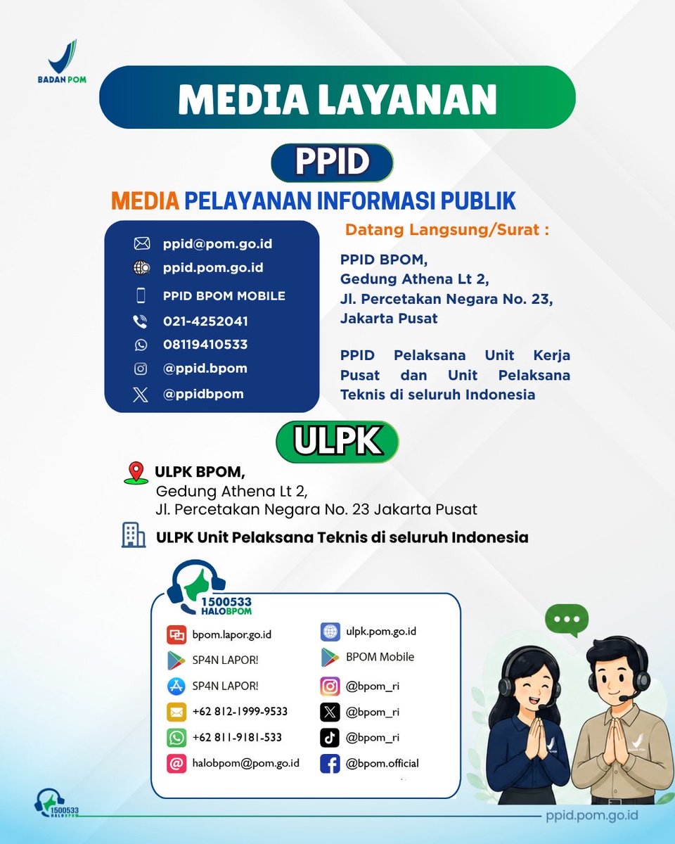 ppidbpom's tweet photo. Yuk, kenali perbedaan PPID dan ULPK lewat infografis ini supaya kamu nggak salah “jalur” lagi saat butuh informasi!

#SobatTransparansi
#PPIDBPOM
#ULPKBPOM
#LayananInformasiPublik
#BPOMRI https://t.co/a10KVsnUUt