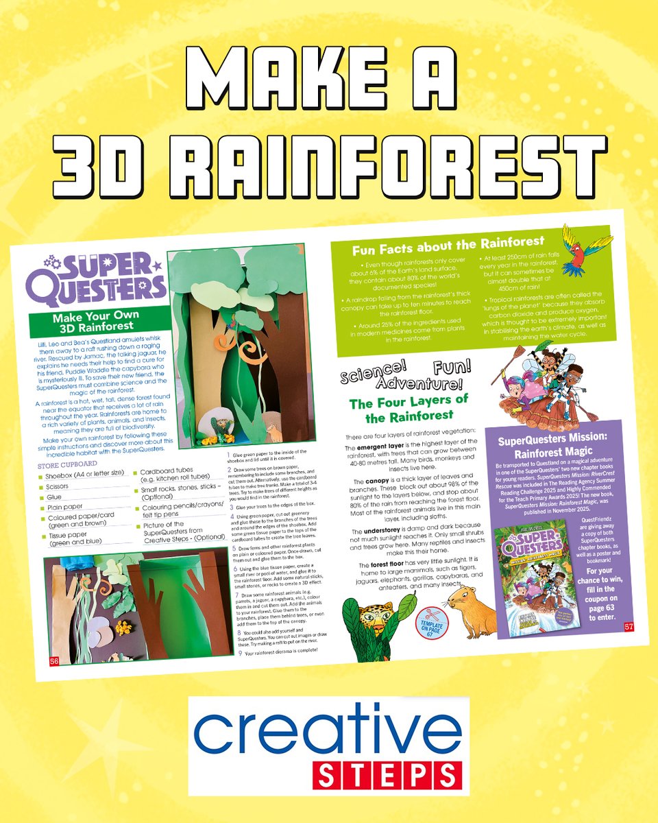 QuestFriendz's tweet photo. 🦜Happy World Rainforest Day 🦜

Celebrate with this craft inspired by SuperQuesters Mission: Rainforest Magic by @pauliancross featured in Creative Steps magazine.

Download the step-by-step instructions plus fun rainforest facts now:
https://t.co/7cguKEWtoj https://t.co/teuosKcQiD