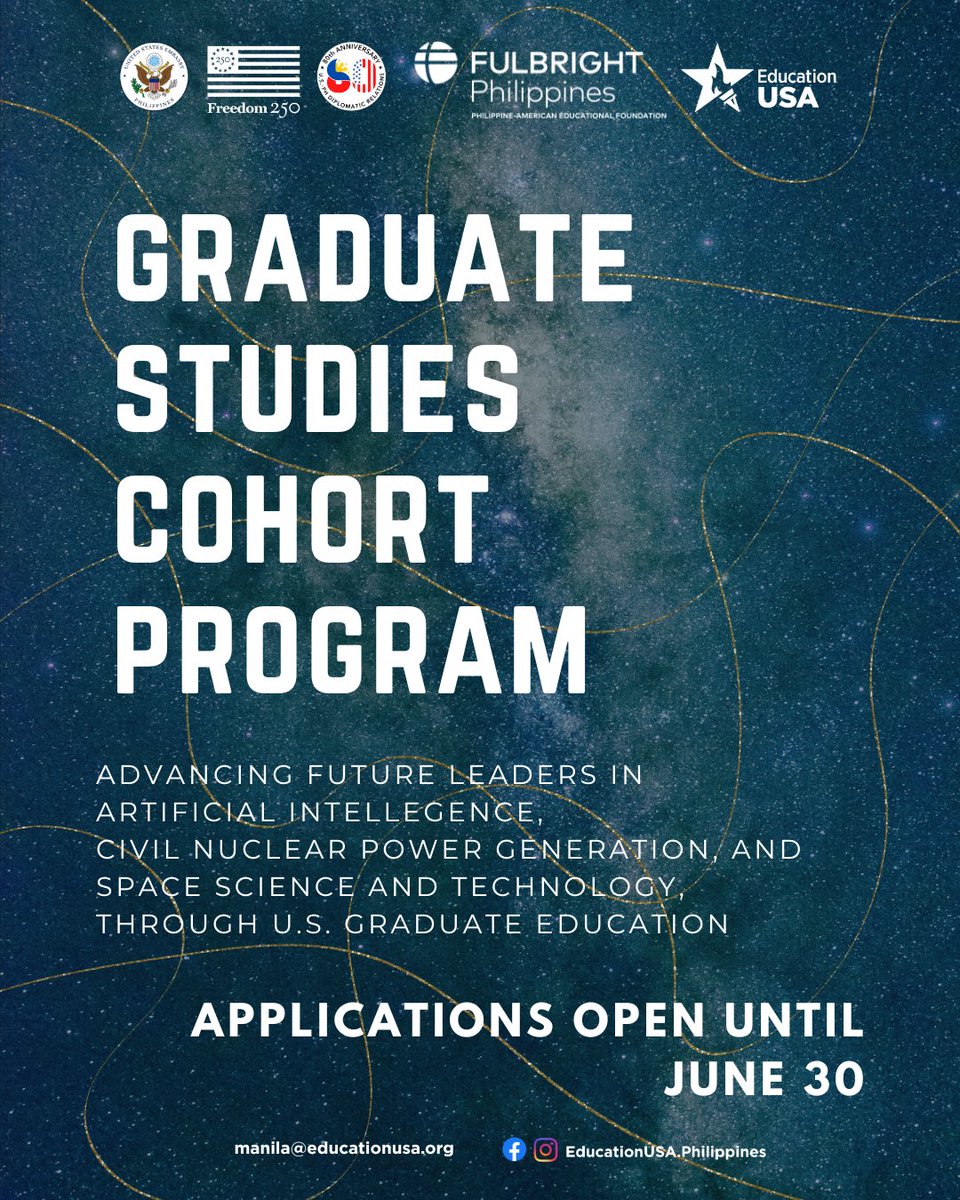Graphic with information about the EducationUSA Philippines and Fulbright Philippines' Graduate Studies Cohort Program (GSCP).