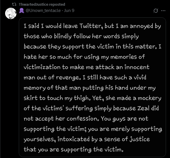 kobenibuhbuh1's tweet photo. ren supporter:- "i support a liar over an abuser" "victim over abuser" "you dont understand what victims go through"

show them this thread

this is what real victims have had to say about what ren and ren supporters did to them and their experiences.

Appendix 1 https://t.co/GQaV1Ej4sH