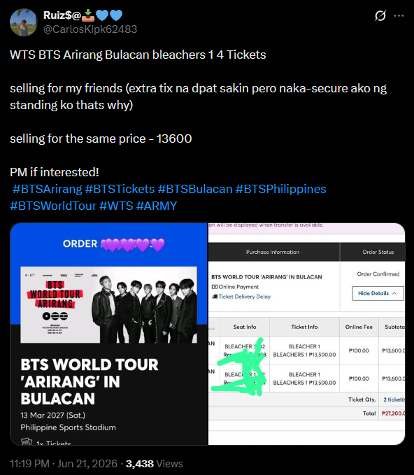 thsf_bntln's tweet photo. SCAMMER ALERT ๐จ
BE CAREFUL ARMYs
#BTSArirang #BTSTickets #BTSBulacan #BTSPhilippines #BTSWorldTour #WTS https://t.co/ZzJJEAEPH6