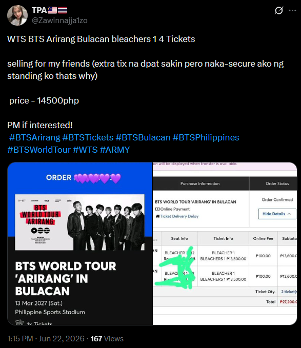 thsf_bntln's tweet photo. SCAMMER ALERT ๐จ
BE CAREFUL ARMYs
#BTSArirang #BTSTickets #BTSBulacan #BTSPhilippines #BTSWorldTour #WTS https://t.co/ZzJJEAEPH6