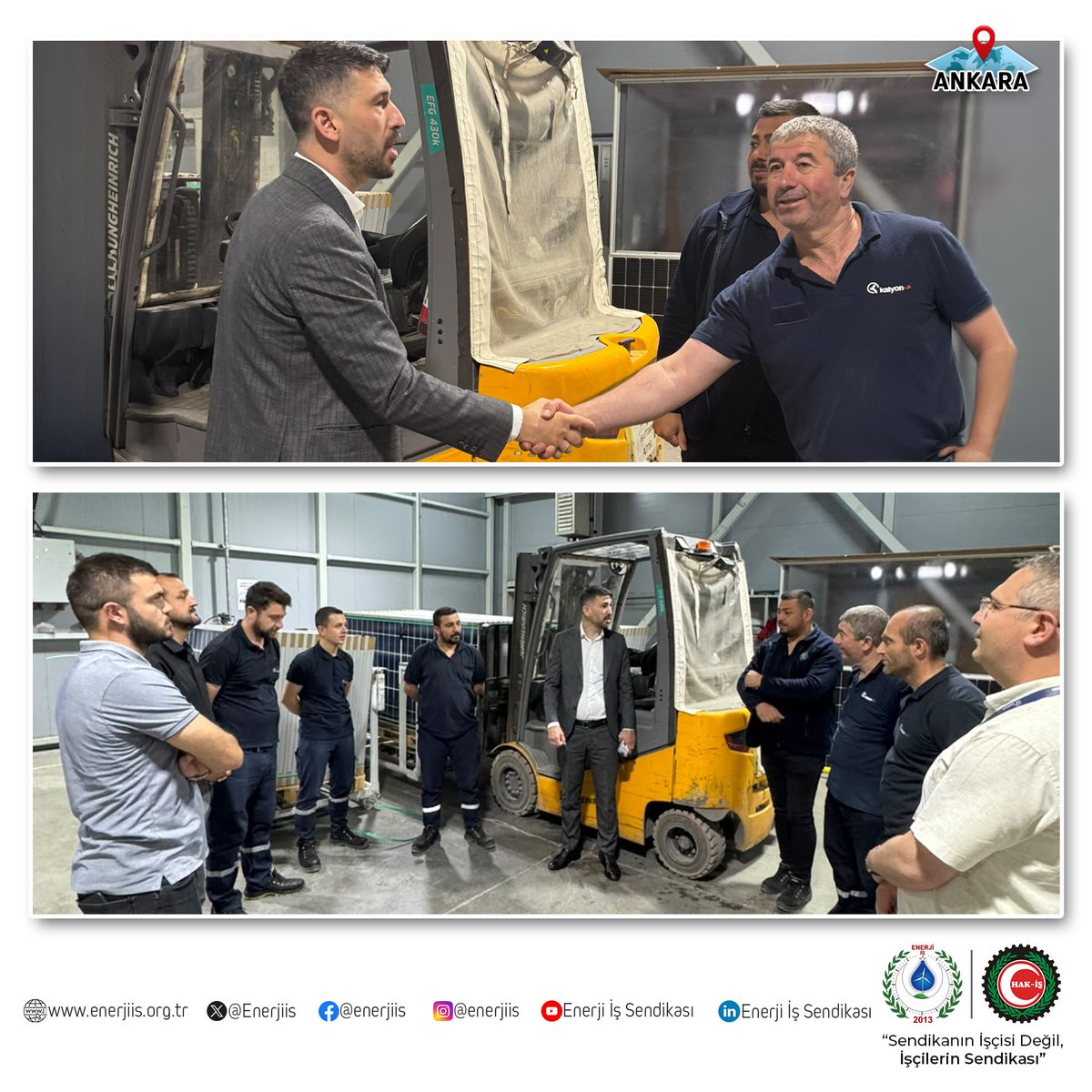 Enerjiis's tweet photo. Teşkilatımız tarafından Kalyon PV bünyesindeki çalışan üyelerimize ziyaret gerçekleştirilmiştir. Ziyaret kapsamında çeşitli konular hakkında görüş alışverişi yapılmış ve sendikal faaliyetlere ilişkin bilgilendirmelerde bulunulmuştur.

Nazik ev sahiplikleri ve ilgileri için değerli üyelerimize teşekkür eder, çalışmalarında başarılar ve kolaylıklar dileriz.

@KalyonPv 

#enerjiişsendikası #sendikanınişçisideğil #işçilerinsendikası #sendikalçalışma #kalyonpv #ankara
