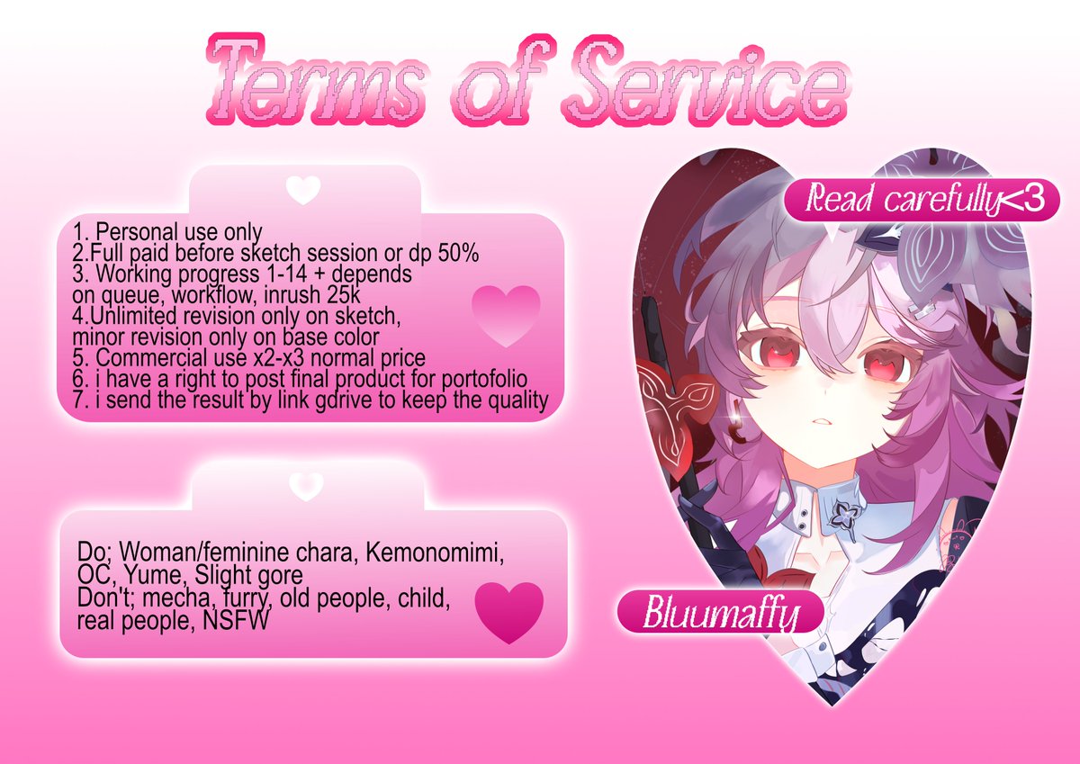 Bluumaffy's tweet photo. [ RT &amp; likes are appreciated ] 
my commission are now open for local and international! feel free to DM me if you're interested, please mention me after DM! ⸜(｡˃ ᵕ ˂ )⸝♡

#Opencommission #vgencomm #artidn #bealanjaㅤ https://t.co/d4MhtEPLvg