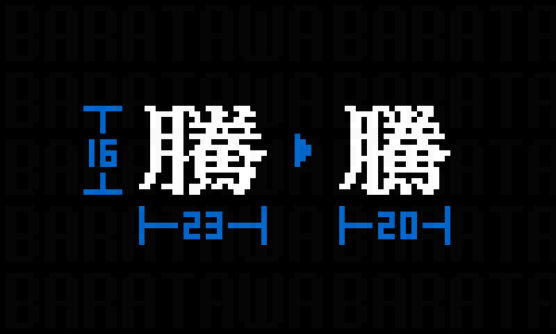 baratawa's tweet photo. #PixelArt #font ドット絵フォント 
「騰」のリメイク。  「あがる」 https://t.co/pP7KyrOdTp