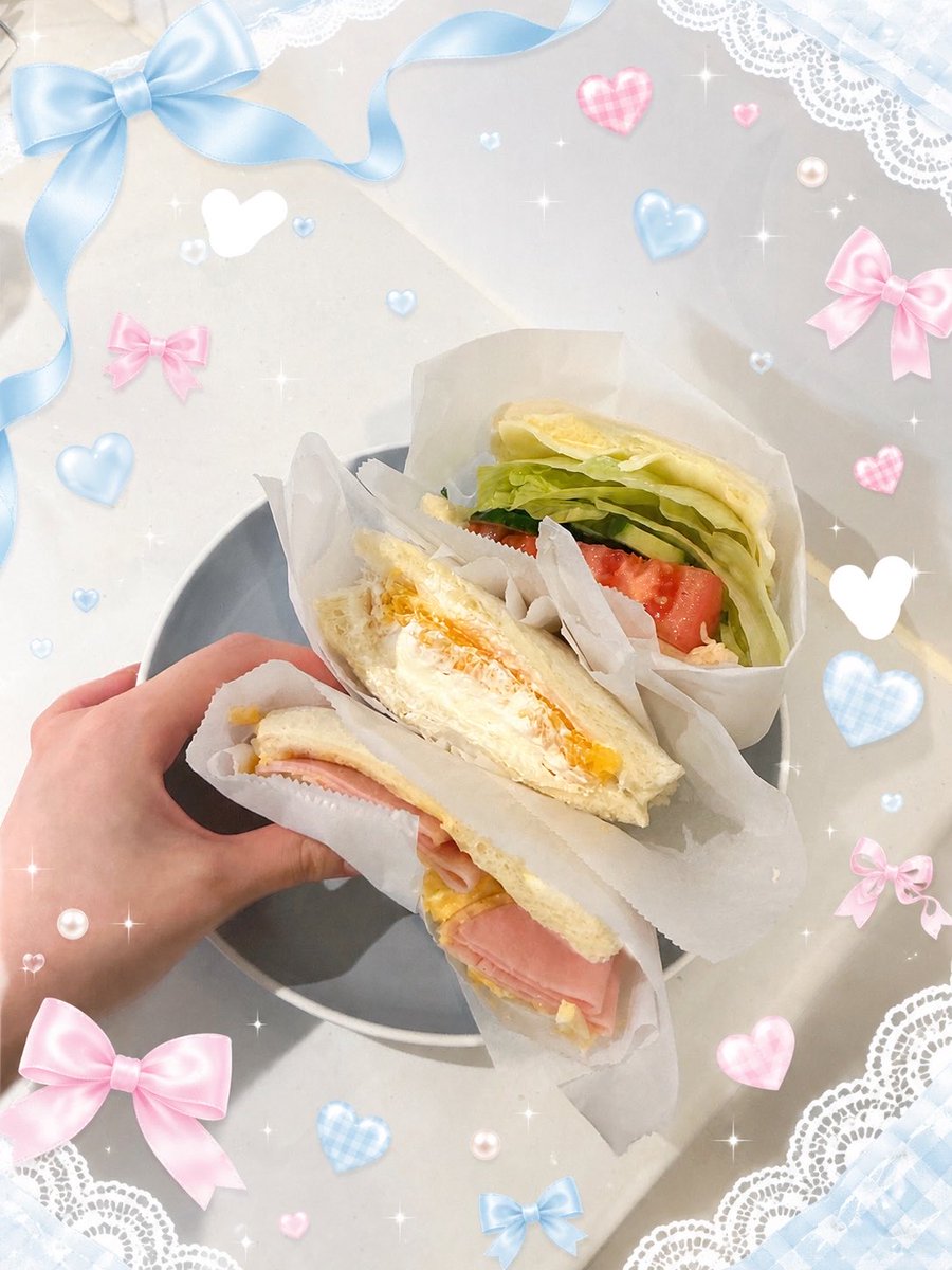 rainyasoo_nyan's tweet photo. 配信で作ったサンドウィッチ🥪🎀🩵

料理段々上手になってきてるって
沢山褒めて貰えてるんるんっ^ᴗ ̫ ᴗ^♩ https://t.co/fIV2tVxRSF