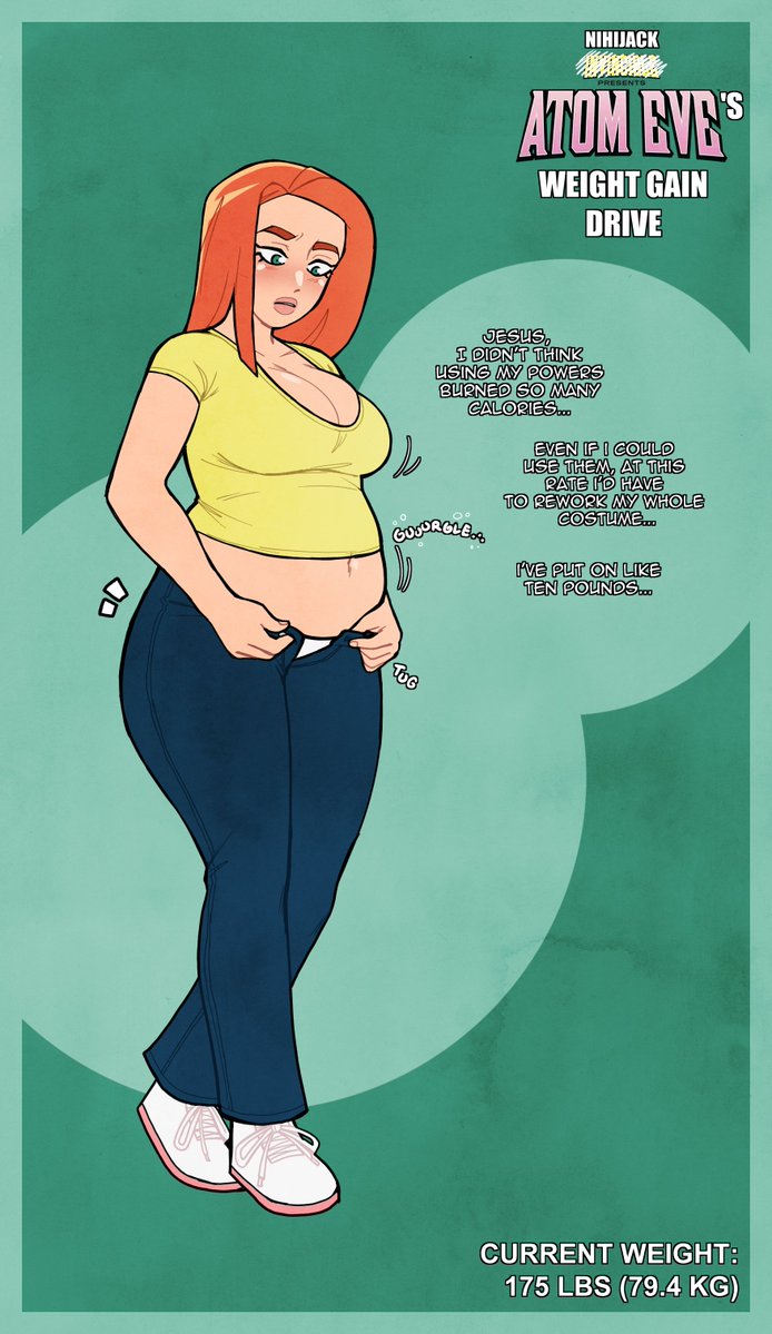 nihijack's tweet photo. Without her powers, it's like Eve has no control over her appetite... or maybe it's just that her metabolism can't keep up. Maybe you should help her out?

here's the next part of eve's drive! i wonder if she can keep the weight off... https://t.co/u3oH94d0q4 https://t.co/DdSYGncVha