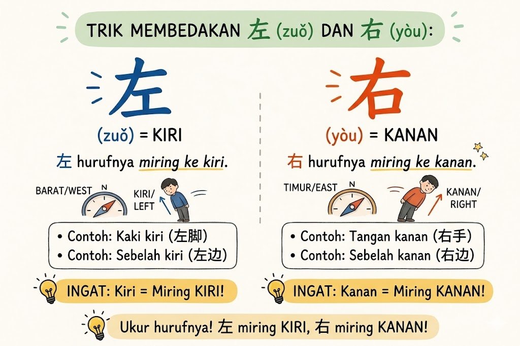 oichippu's tweet photo. Bedain 左 (zuǒ) = kiri dan 右 (yòu) = kanan: 左 hurufnya 'miring ke kiri', 右 hurufnya 'miring ke kanan'. Coba perhatiin! https://t.co/CJIGgIlI55