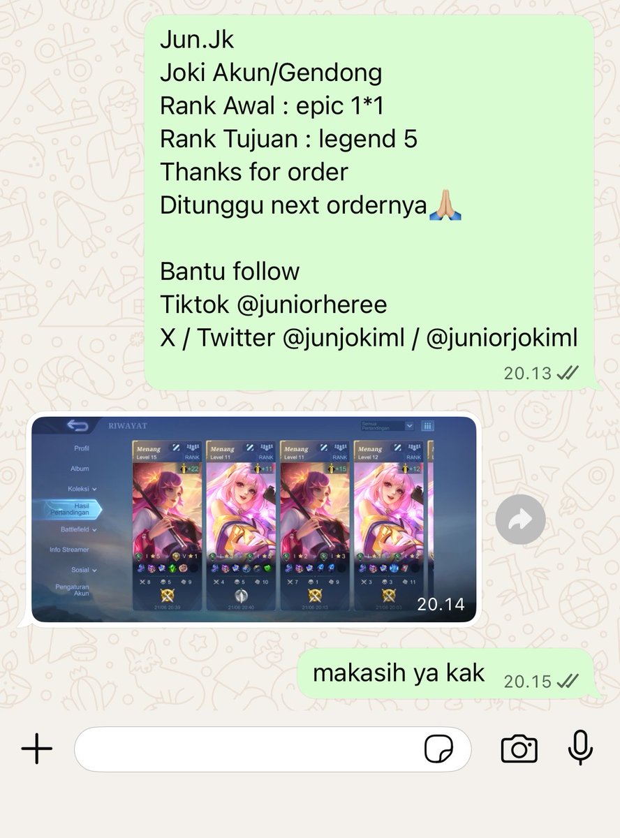 Junior JOKI ML / GENDONG JOKGEN TESTI 1000+++ tweet media