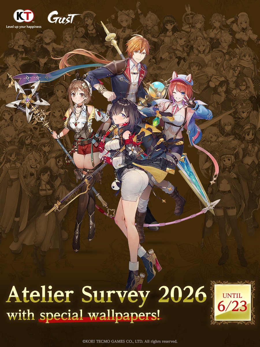GUST_EN's tweet photo. ⌛Until 6/23!

We'd love to hear your feedback about the Atelier series, so check out our survey below:
https://t.co/8i8P4tsL6c

Receive Atelier-themed desktop and mobile wallpapers as a thank you. https://t.co/K4OmJKv8rH