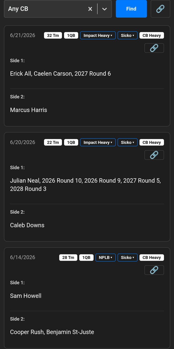 IDPTradeDB's tweet photo. Every tool except rostership includes MFL data now. CB Heavy definitions now include leagues w/heavy CB start reqs. Know if leagues have player copies, see NPLB scoring, filter ADP for NPLB leagues, and bookmark ADP filters.

https://t.co/9kScgJWeqZ

#FFIDP #FantasyFootball https://t.co/GzjDubcj6J