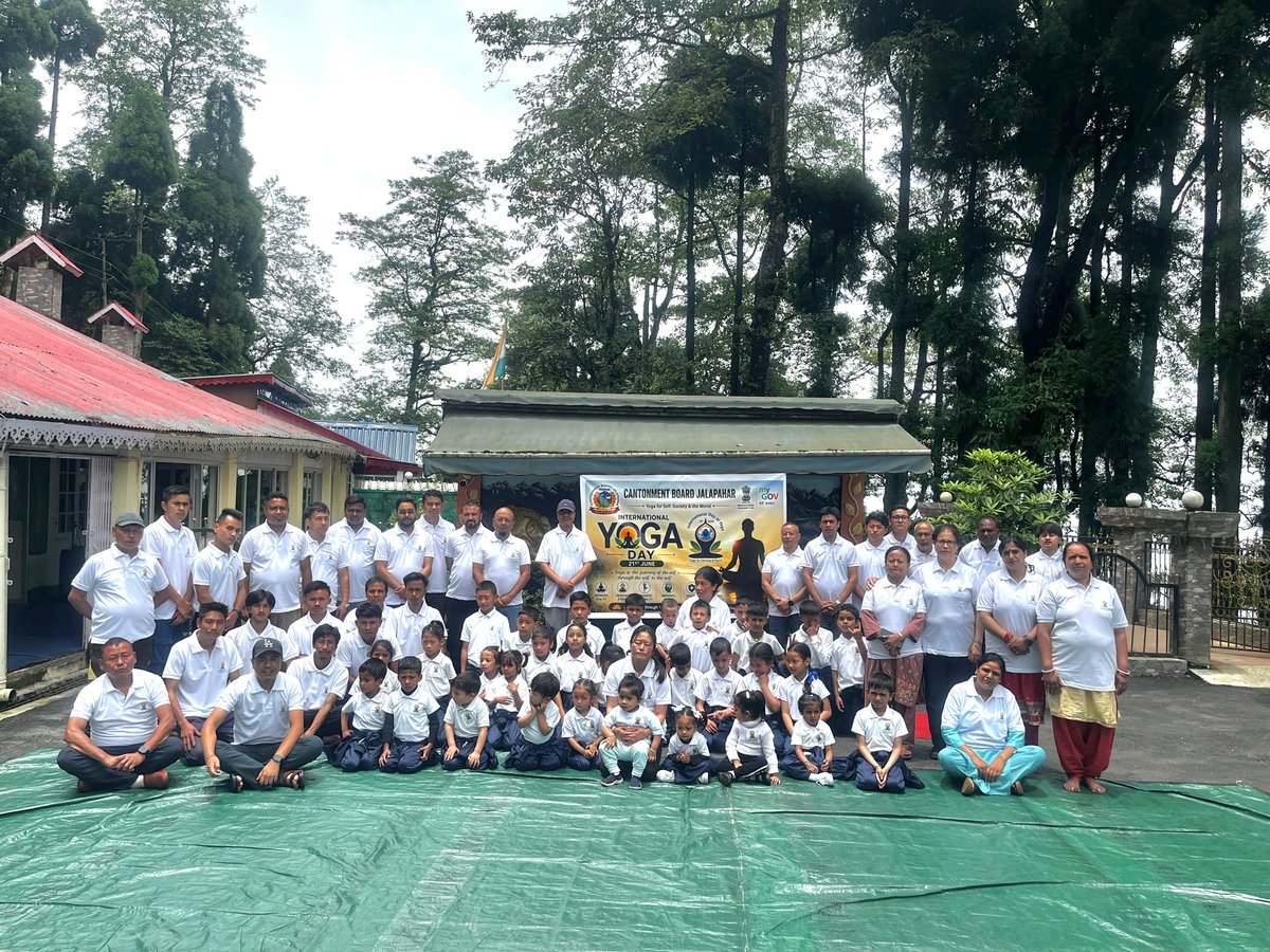 CEOJALAPAHAR's tweet photo. On the occasion of Internation Yoga Day, Jalapahar Cantonment organized a yoga session for Cantt. Employees, Students and the residents on 21-06-2026. https://t.co/DM90QdN1ET