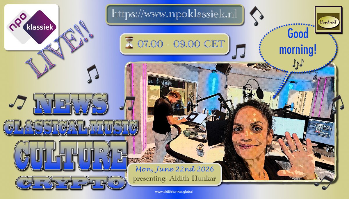 aldith_hunkar's tweet photo. 🛠️🎵 Happy Monday! Starting your week the best way possible... I'll share today's news with you, inform you on cultural tips, and play the best classical music. Join us!
#DeOchtend #NPOklassiek 
https://t.co/KVKg21FbYF https://t.co/SU1nkUAra1