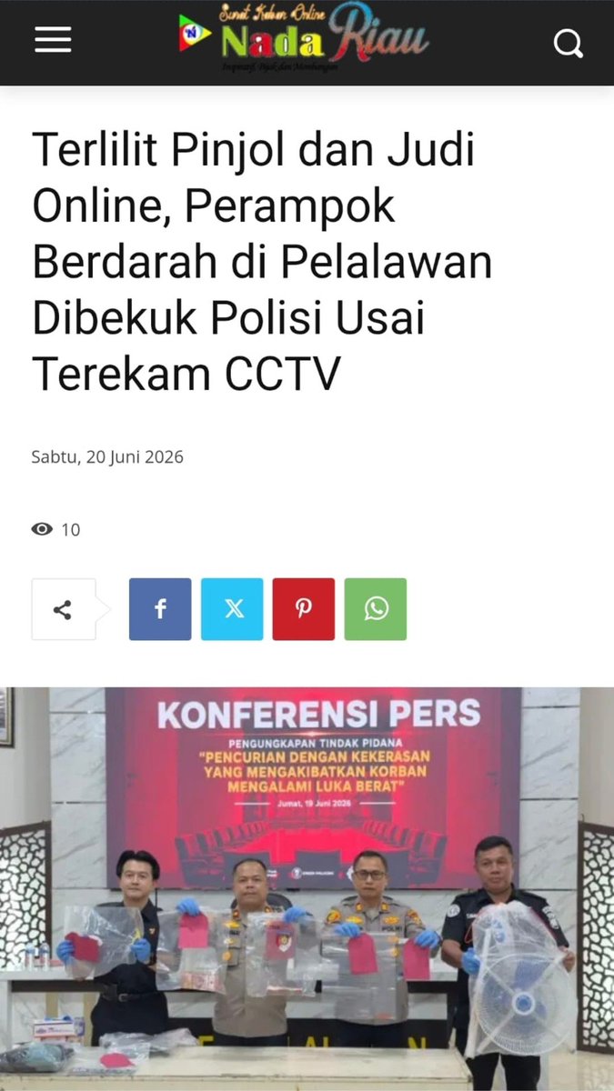 gugunalay's tweet photo. Aksi perampokan yang dipicu jeratan pinjol dan judi online ini menjadi pengingat pentingnya menjaga keamanan serta ketertiban masyarakat. Penindakan cepat oleh polisi diharapkan dapat membantu Wujudkan Indonesia Nyaman bagi seluruh warga. #BerantasTindakKejahatan https://t.co/owFFApnJox