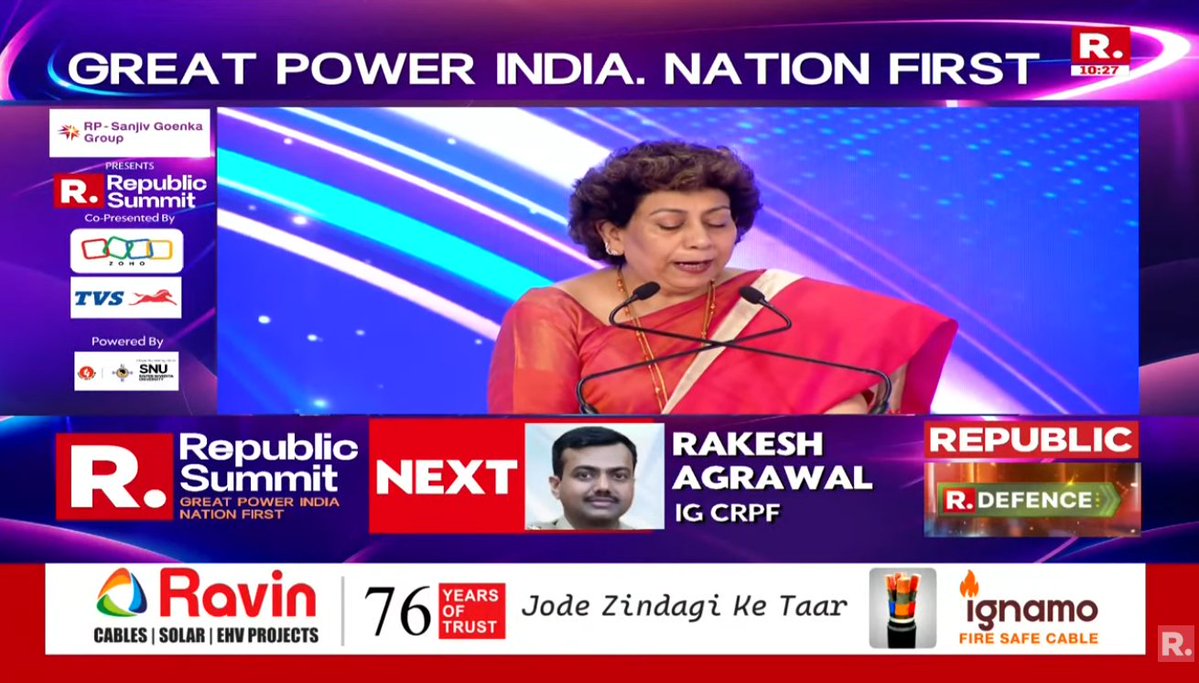 republic's tweet photo. #RepublicSummit2026 now #LIVE. A summit dedicated to India's transition from a rising power to a shaping power.

Tune in - https://t.co/07EhAw5a4Z

Presented By: RP-Sanjiv Goenka Group (@rpsggroup)| Co-Presented By: ZOHO (@Zoho) & TVS Motor Company(@tvsmotorcompany) | Powered By: Sister Nivedita University(@snuindia) | Co-Powered By: Kalyani (@kssldefence) & Bharat Forge Ltd (@BharatForgeLtd), Samtel Avionics (@SamtelAvionics), Ravin Group(@Ravingroup) and MeghaShrey(@sseemasinghh), Ease My Trip (@EaseMyTrip) | State Partners: UP Govt(@UPGovt), Haryana Govt(@DiprHaryana), Andhra Pradesh Govt(@IPR_AP), Uttarakhand Govt(@ukcmo) and Assam Govt | Housing Partner: Gaurs Group(@Gaurs_Official) | Prayer Partner: Cycle Agarbatti | Skincare Partner: Dr Rashel(@drrashelindia) | Knowledge Partner: Shardha University(@sharda_uni) | Stainless Partner: Jindal Stainless(@Jindal_Official) | Vision Partner: Alcon | Special Partners: Sanskriti University, Gallantt Group (@Gallantt_Group), Pan Bahar(@PanBaharElaichi), Krishna's Ayurveda(@HerbalKrishna), BackBay, Wagh Bakri(@waghbakri), Ferns N Petals, Nandini and Mysore Sandals | Celebration Partner: Allied blenders and distillers(@ABDL_India)

#GreatPowerIndia #NationFirst #Republic #Arnab #ArnabGoswami