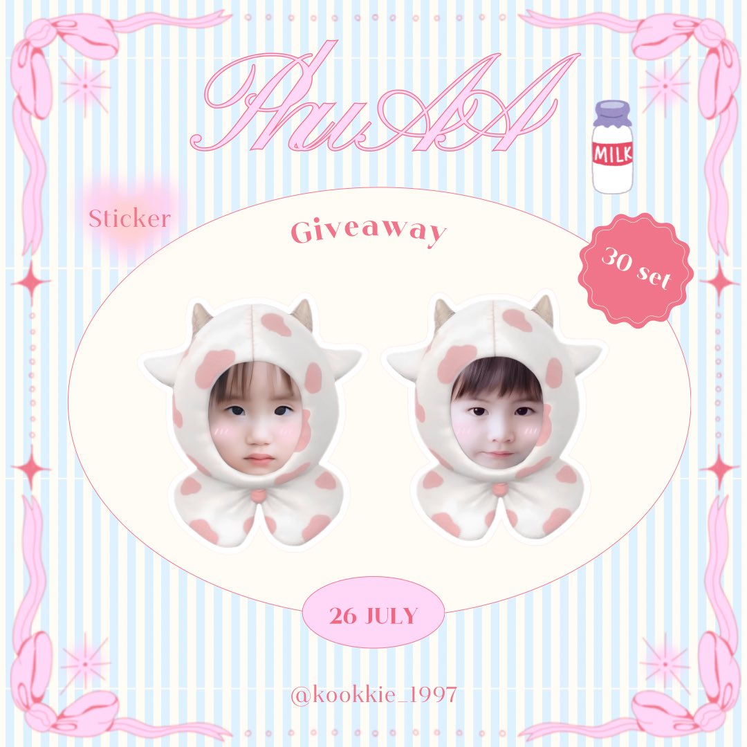 kookkie_1997's tweet photo. ✨ pls kindly rt

giveaway ( phu &amp; aa ) 🩷🩵

• stickers die-cut 30 set

📍location : impact arena
date : 26 July
time : tba

#BUS_LIGHTASONE
#PHUTATCHAI #AAashirakorn https://t.co/PtDAcrNrkw