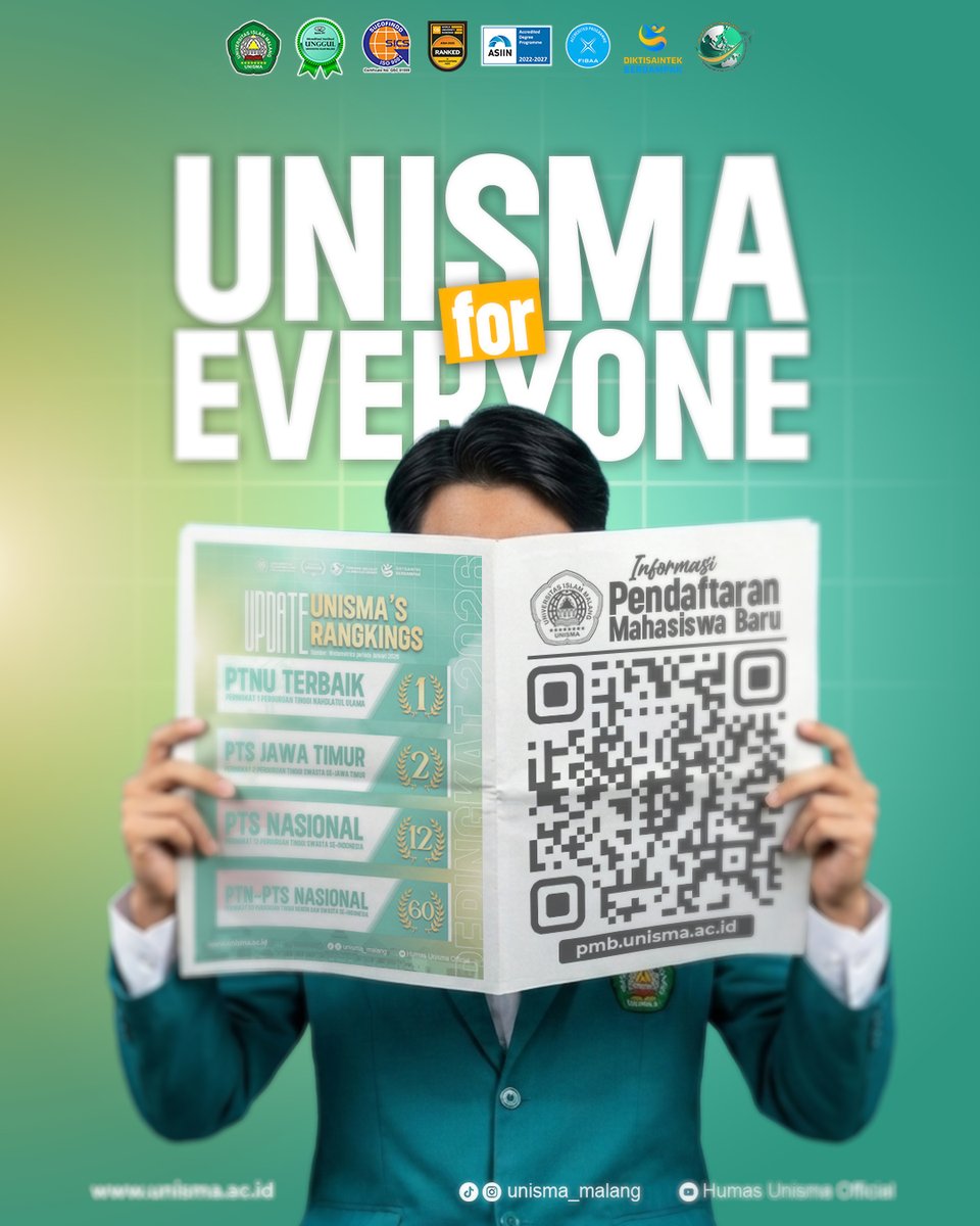 unisma193's tweet photo. Universitas Islam Malang (UNISMA) dipercaya menjadi tujuan studi mahasiswa internasional melalui Program Beasiswa Kemitraan Negara Berkembang (KNB) 2026 dari Kemdiktisaintek RI.

Selamat kepada para penerima Beasiswa KNB yang akan menempuh studi di UNISMA💚

#unismamalang https://t.co/a2YyZIrwKy