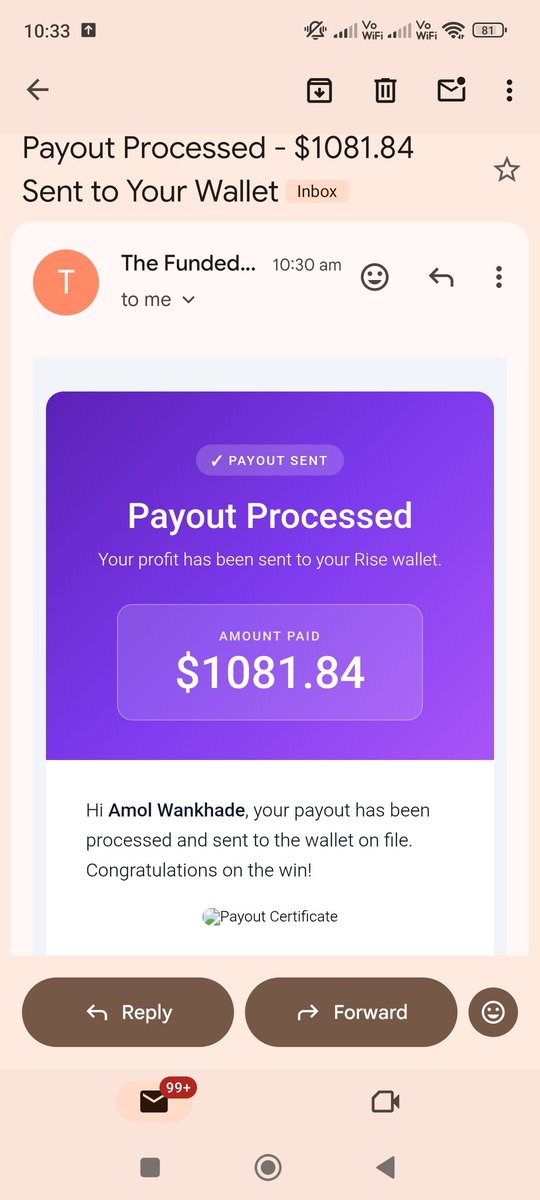 AmolMWankhade3's tweet photo. Payout processed. ✅
Another reminder that consistency pays.
5 payouts in, and the journey is just getting started.
Thank you @thefundedroom.
#FundedRoom #FundedTrader #Forex
#Trader #PropFirm https://t.co/EIcpCpMdvq