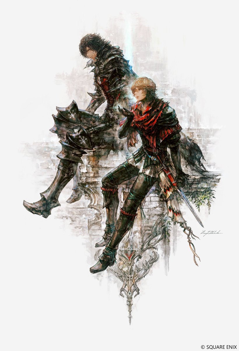 aitaikimochi's tweet photo. FF16 official account posted art of Clive and Joshua by Takahashi Kazuya for the 3rd anniversary post, and it’s actually from the artbook released last year! His art is always so stunning 🥹 https://t.co/5NdxxS5fjn