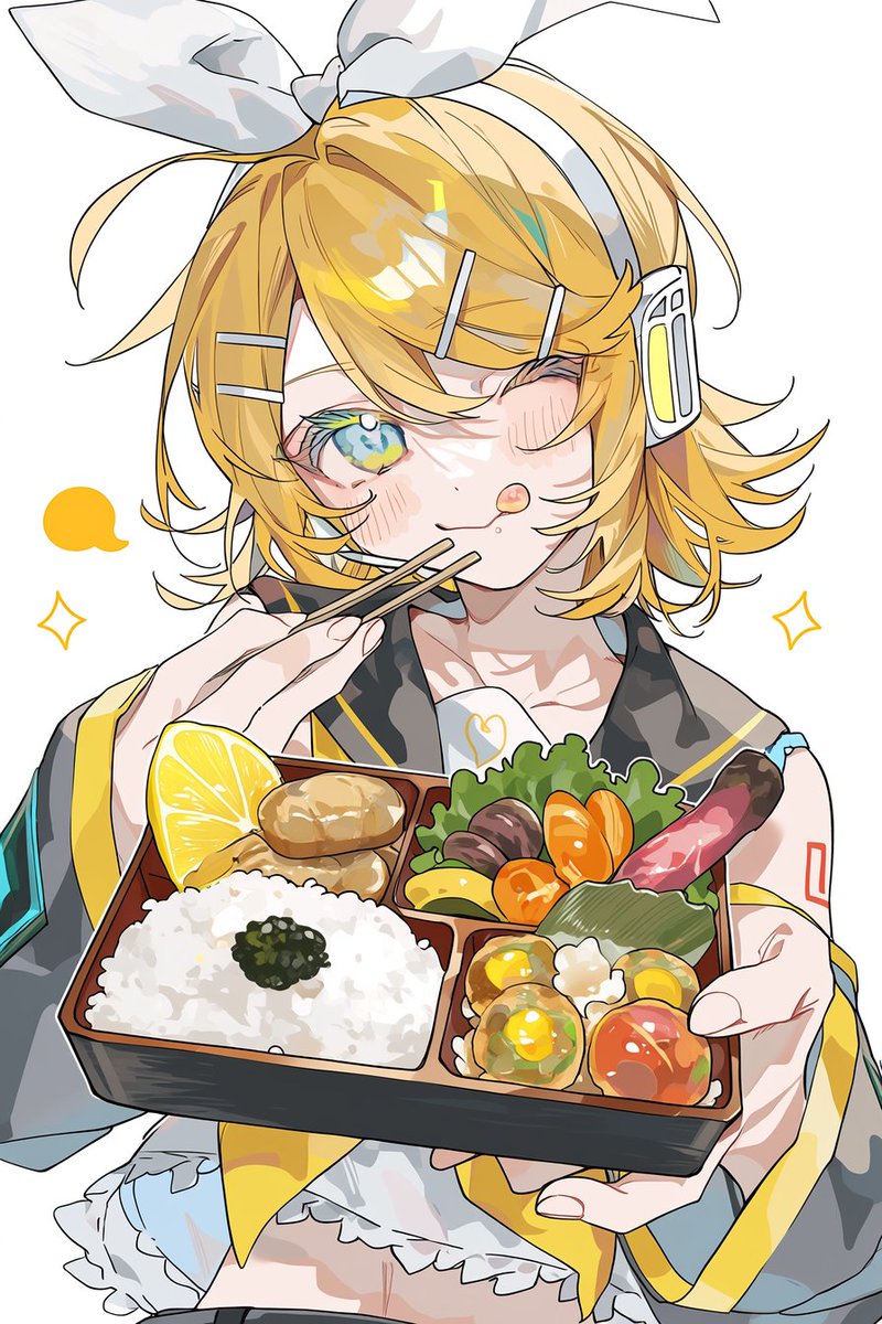killergangAI's tweet photo. ちょっと遅めのお昼
 #鏡音リン  #KagamineRin https://t.co/27Ccczta2x