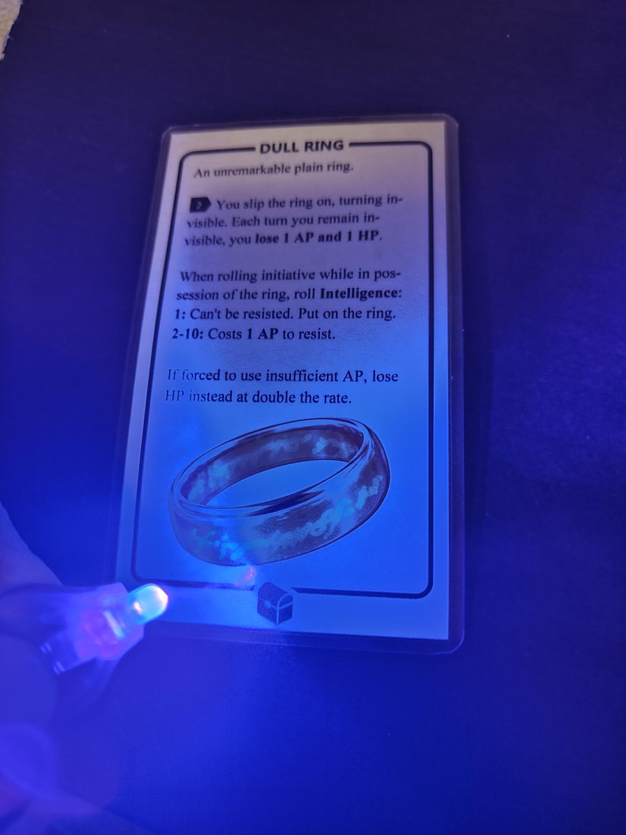 bluebeezle's tweet photo. When I discovered someone had made the #lotr one ring in #heroforge, I told my niece that if she used it on the custom die I'd reserved for her, I'd have to put the ring in our #quest #ttrpg campaign. I also recently discovered UV pens for practical fog of war on maps... and this https://t.co/w7jDdslCHp