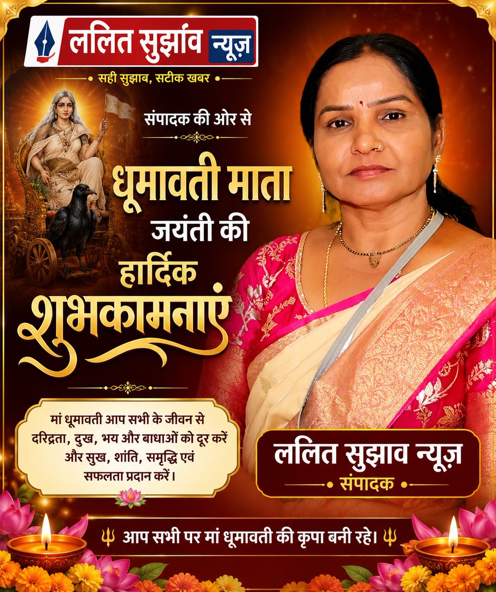 pushpajhaltp's tweet photo. धूमावती जयंती की हार्दिक शुभकामनाएं सभी देशवासियों को ललित सुझाव न्यूज़ की ओर से उत्तर https://t.co/hxlAu1wITt