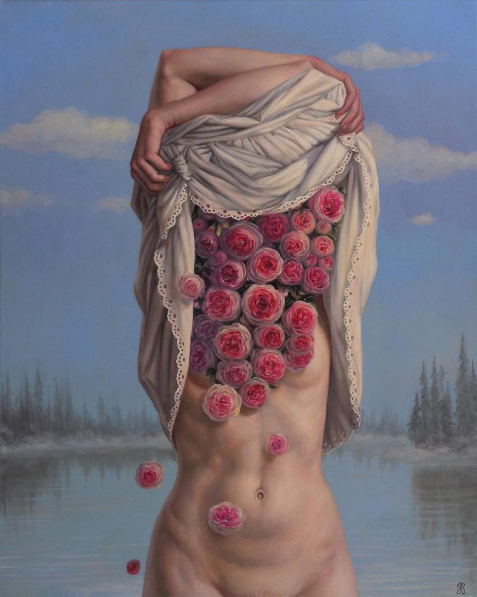 bigmic2504's tweet photo. "Dusk in the Garden" is a 2021 oil-on-canvas painting by the contemporary Latvian artist Jana Brike (born 1980). https://t.co/NXZBhfzIPc