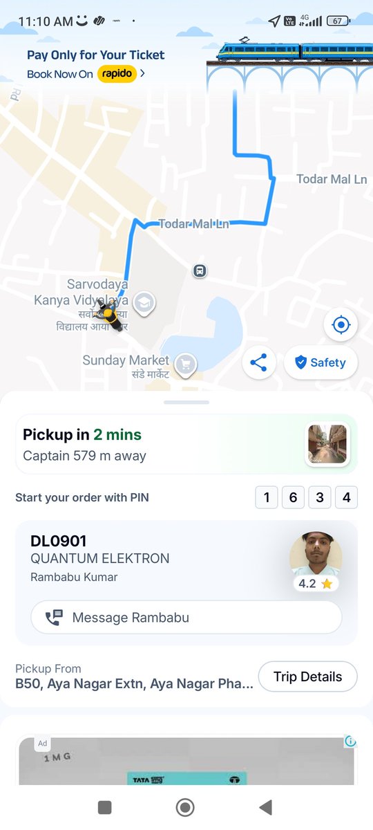 PallabiSen's tweet photo. Day by day your services are getting poor. Your driver's are very unprofessional. He waited me 10 mns and then he is not picking my ph. Not he is coming to the location.@RapidoCares @rapidobikeapp  and you guys do not take any kind of actions against them. https://t.co/T1gUgPPxFM
