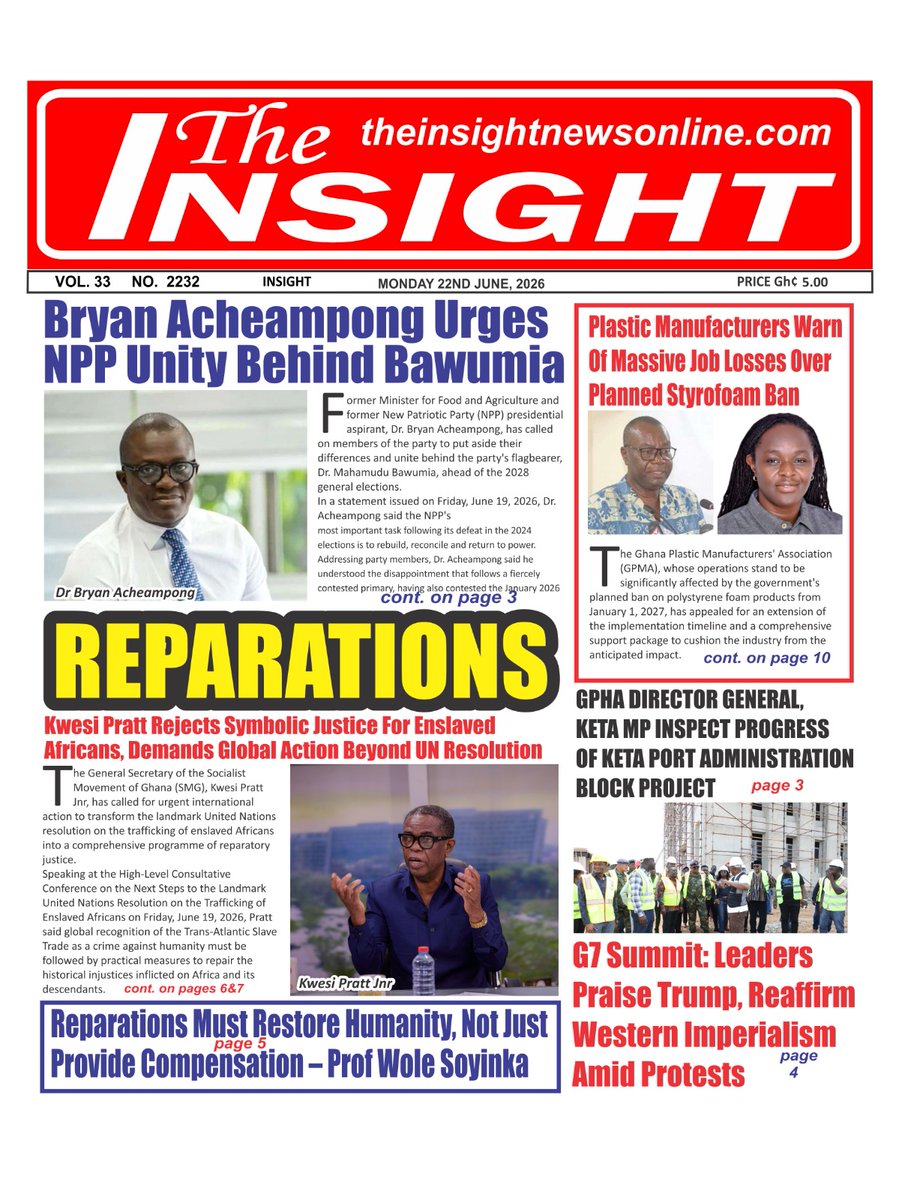 PanAfricanTv's tweet photo. ๐ฐ The Insight News Paper!
๐Get your copy of The Insight Newspaper today!
Or visit https://t.co/1on4h6MPSX for all the stories making headlines.
๐น๐น๐น๐น๐น๐น
#TheInsightNewsPaper #TheInsight #panafricantv https://t.co/YeUFKVivMJ