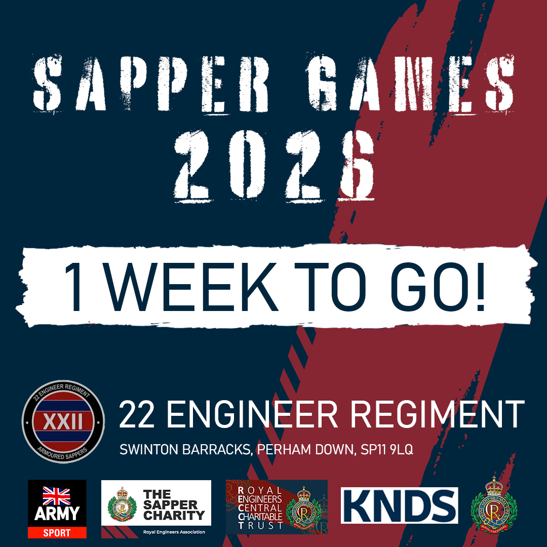 Proud_Sappers's tweet photo. 🎉 Just 1 week to go until the Sapper Games 2026! 🏆
Join us at Swinton Barracks, for an exciting showcase of skill, teamwork, and camaraderie.
https://t.co/EzTsfNoWKl
@22EngineerRegiment @armysports @thesappercharity @recct @KNDS
#SapperGames2026 #RoyalEngineers #Sapper https://t.co/jwzwzEQTBB