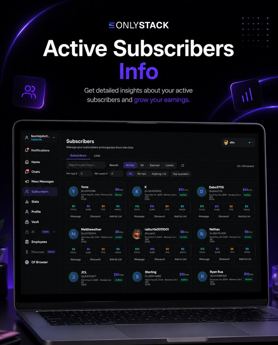 only_stack's tweet photo. Your subscribers are data.

See who’s active, who spends the most, and where your revenue comes from with ONLYSTACK.

Download Now for Free!

#SaaS #Creators #OnlyStack https://t.co/QGQXCb2JPU