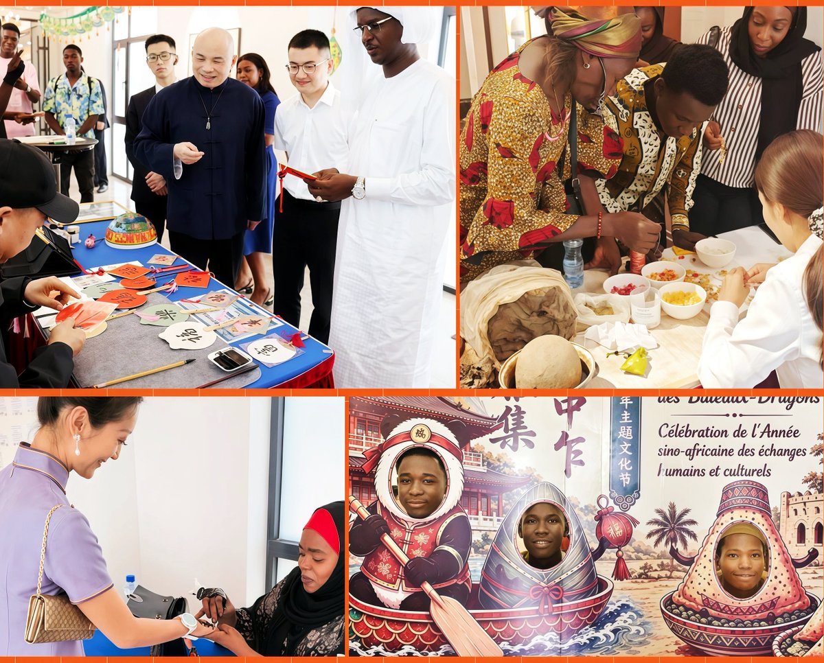 official_cnpc's tweet photo. 🐉🌿As the #DragonBoatFestival approaches, Chinese and international employees of #CNPC International (#Chad) Co., Ltd. came together for a cultural celebration highlighting China–Africa exchange.
🖌️🎨From bold Chinese calligraphy and vibrant Chadian paintings to a busy Henna booth and delicate Chinese beadwork and rustic Chadian pottery, each piece reflected its own artistic tradition.
🤝✨Through every brushstroke, bead, and piece of clay, cultures met and blended — making China–Chad friendship more vivid, tangible, and alive. #GlobalCNPC #ChinaChadFriendship #PeopleToPeopleExchange @BoundforChina