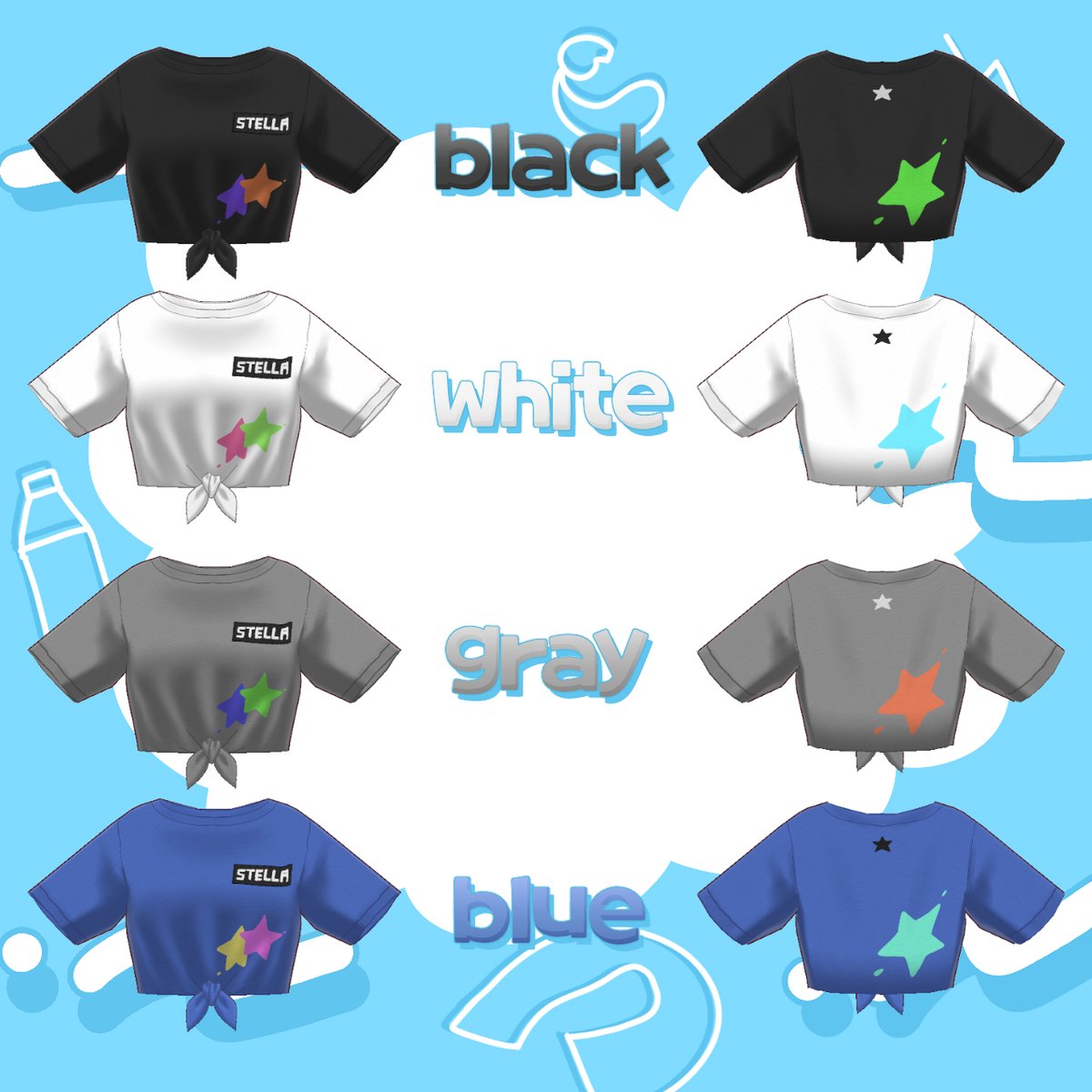 stella_3d's tweet photo. 新しい衣装の販売を開始しました！
裾結びTシャツです！
#BOOTH #VRoid
https://t.co/OZOo3YdhnB https://t.co/vIv0QuXOGR
