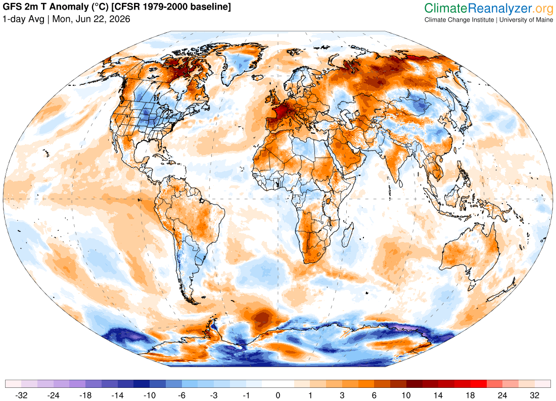 nicolasberrod's tweet photo. 🥵 Le "gros" de cette #canicule historique débute ce lundi et la France est le "hop spot" mondial des fortes chaleurs, avec des températures très largement au-dessus des "normales" de saison.