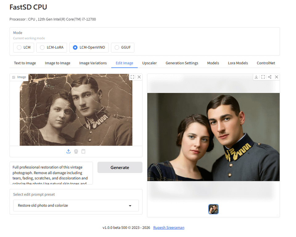 aiaicreate's tweet photo. CPU動作の画像生成ツール「FastSDCPU」の最新アップデートが海外で話題。
CPUによる高速な画像編集機能が評価される一方、写真の修復精度を巡っては顔の表情やパーツが変わりすぎると指摘する声もあり、品質への賛否が分かれる状況。
#FastSDCPU #画像生成
URLはリプ⬇️ https://t.co/XBNP2QIkpB