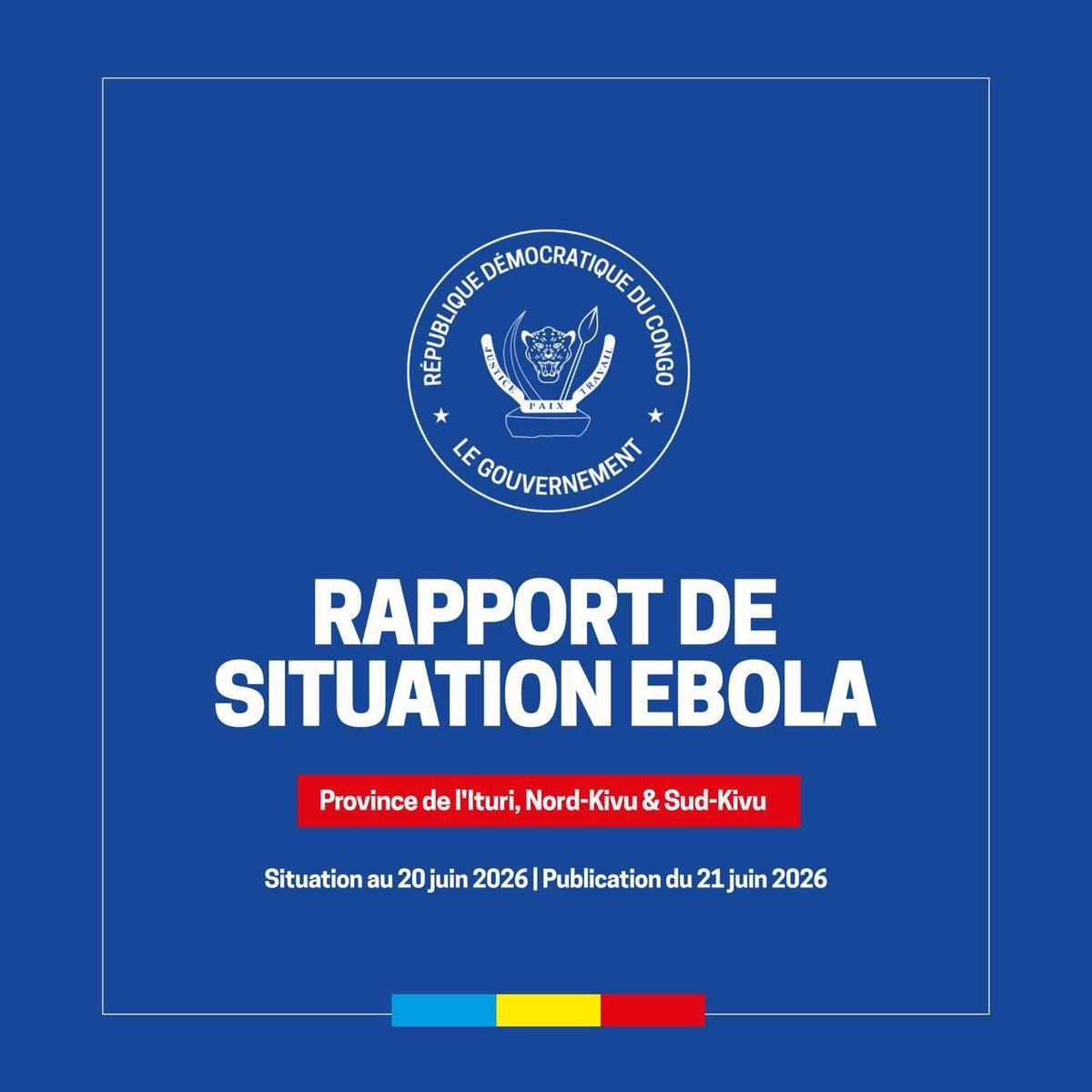 ligne_media's tweet photo. RDC | EBOLA Situation au 20 juin 2026

• 1 003 cas confirmés (Ituri, Nord‑Kivu, Sud‑Kivu)
• 254 décès |100 guéris |365 hospitalisés
• Taux de létalité : 25,3 %
• Suivi des contacts : 58 % ⚠️

Le Min de la Santé Roger kamba est en mission à Mongbwalu pour renforcer la riposte. https://t.co/jH2iXSy9cX