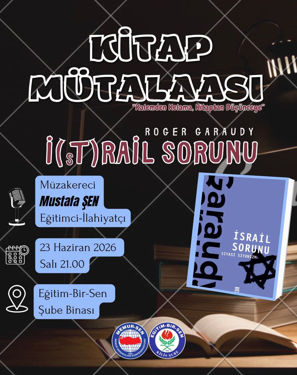 EbsKilis's tweet photo. “Zulüm ile âbâd olanın sonu berbat olur.”
Kalemin şahitliğinde, vicdanın rehberliğinde Filistin’i konuşuyoruz.
Nehirden denize özgür Filistin. 🇵🇸

🗓 23 Haziran 2026 Salı
🕘 21.00
📍 Eğitim-Bir-Sen Kilis Şube Binası
@bekirsen1972 @_aliyalcin_ @EgitimBirSen https://t.co/QSYzxY5l0i