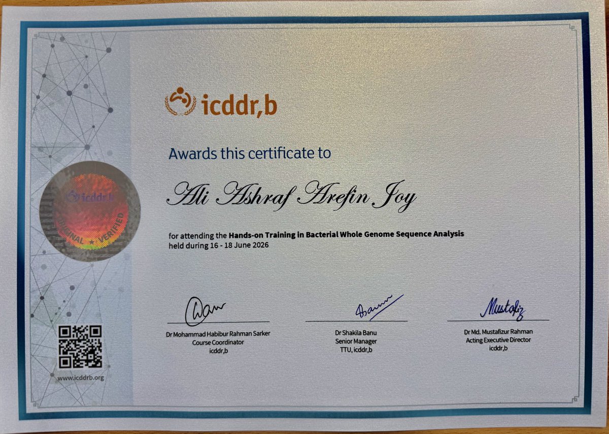 j53nhmcc's tweet photo. Successfully completed "Hands on Training in Bacterial Whole Genome Sequence Analysis" organised by ICDDR,B . https://t.co/RAQ83Bsi1O
