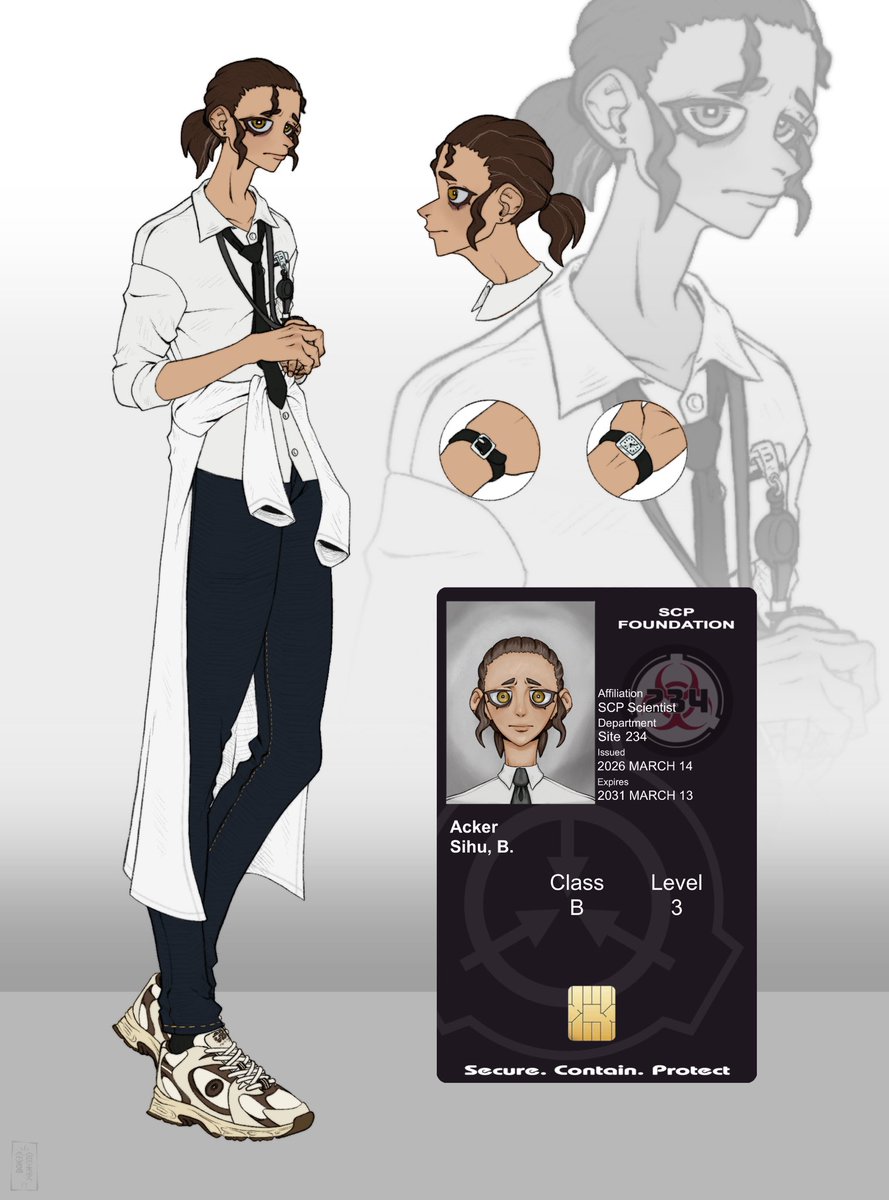 BanananaCentral's tweet photo. Character sheet update for the tired researcher
#art #characterdesign #scp #scpoc https://t.co/eWcBPxfkib