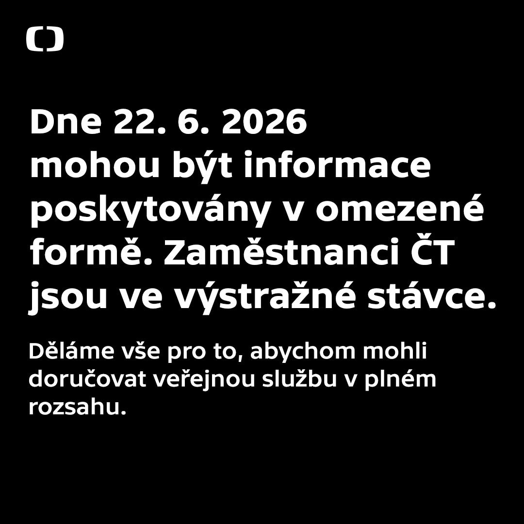 CzechTV's tweet photo. Dne 22. 6. 2026 mohou být příspěvky zkráceny z důvodu výstražné stávky zaměstnanců ČT. Více na https://t.co/CdecgpeTnd https://t.co/O9yDsbSzMy